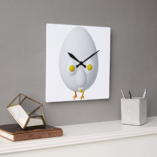 Horloge Carrée Personnage d'œuf original RG & RA Design mignon