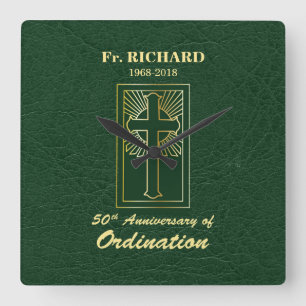 Horloge Carrée Personnalisable 50e anniversaire de Ordination Gre