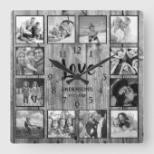 Horloge Carrée Personnalisé 12 Photo Collage Famille Amour Récupé (Recto)
