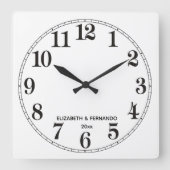 Horloge Carrée Personnalisé Noir & Blanc (Recto)