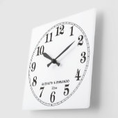 Horloge Carrée Personnalisé Noir & Blanc (Angle)