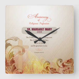 Horloge Carrée Personnalisé Nom et année Nun, 60e Anniversaire Re