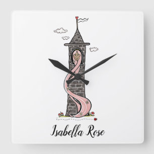 Horloge Carrée Personnalisé Rapunzel Princesse Moyenne Tonalité P