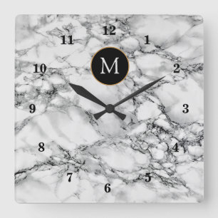 Horloge Carrée Personnalisé Votre Marbre blanc d'horloge murale L