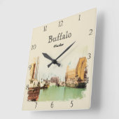 Horloge carrée personnalisée vintage du port de Bu (Angle)