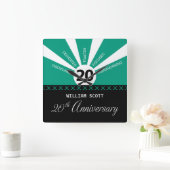 Horloge Carrée Personnaliser, 20e anniversaire d'employé d'entrep (Maison)