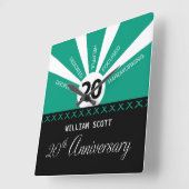 Horloge Carrée Personnaliser, 20e anniversaire d'employé d'entrep (Angle)