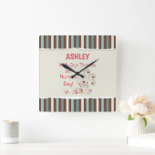 Horloge Carrée Personnaliser, De Groupe, Joyeuse Journée des infi (Maison)