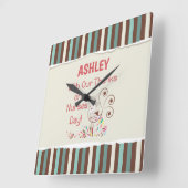 Horloge Carrée Personnaliser, De Groupe, Joyeuse Journée des infi (Angle)