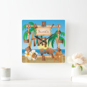 Horloge Carrée Personnaliser la conception des barres Tiki (Maison)