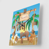 Horloge Carrée Personnaliser la conception des barres Tiki (Angle)