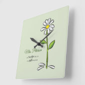 Horloge Carrée Personnaliser, Merci enseignant, Fleur religieuse (Angle)