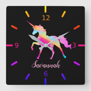 Horloge Carrée Personnalité du Colorful Unicorn