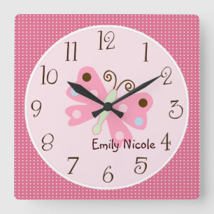 Horloge Carrée Personnalité féminine Lullaby/Butterfly Clock