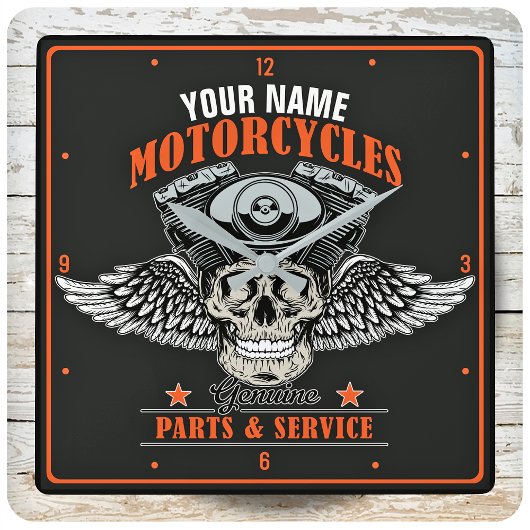 Horloge Carrée Personnalized Biker Flying