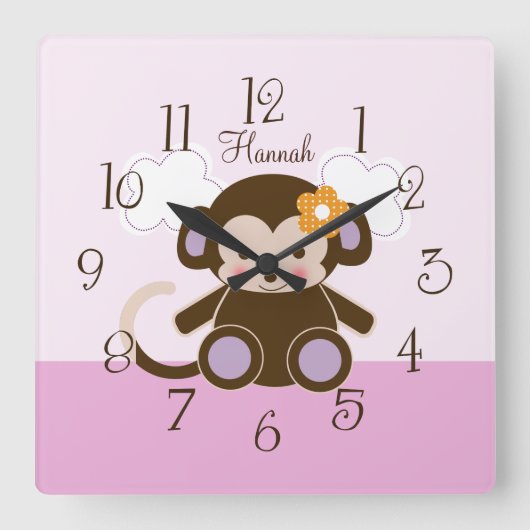 Horloge Carrée Personnalized Jacana Monkey (Recto)