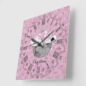 Horloge Carrée Personnalized Lady in the Bath Square Wall Clock (Angle)