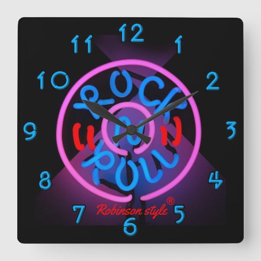Horloge Carrée Personnalized Neon Rock (Recto)