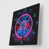 Horloge Carrée Personnalized Neon Rock (Angle)