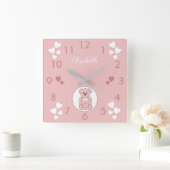 Horloge Carrée Personnalized Pink Teddy Bear baby (Maison)