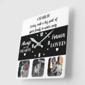 Horloge Carrée Perte d'animal de chat Keepsaké Memorial noir (Angle)