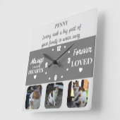 Horloge Carrée Perte de chats Keepsaké Memorial gris (Angle)