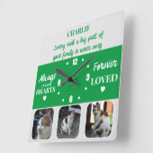 Horloge Carrée Perte de chats Keepsaké Memorial vert (Angle)