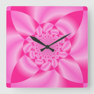 Horloge Carrée Pétale de feuille rose