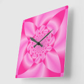 Horloge Carrée Pétale de feuille rose (Angle)