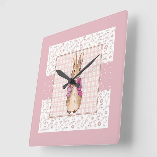 Horloge Carrée Peter the Rabbit Check & Floral pattern (Angle)