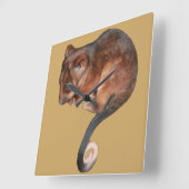 Horloge Carrée Petit Bébé Singtail Possum (Angle)