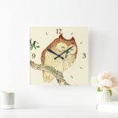 Horloge Carrée Petit hibou japonais (Maison)
