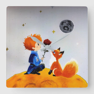 Horloge Carrée Petit Prince et Renard