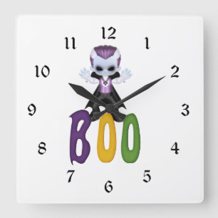 Horloge Carrée Petit Vampire Boo Halloween
