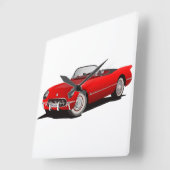 Horloge Carrée Petite corvette rouge (Angle)