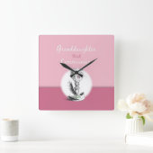 Horloge Carrée Petite-fille Première Communion rose, Chalice (Maison)