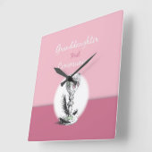 Horloge Carrée Petite-fille Première Communion rose, Chalice (Angle)