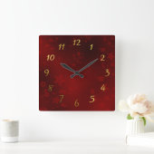 Horloge Carrée petites fleurs asiatiques délicates sur une horlog (Maison)