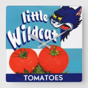 Horloge Carrée Petites tomates Wildcat créer étiquette