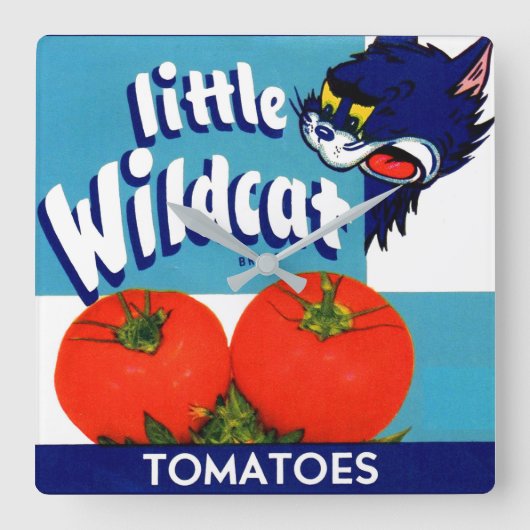 Horloge Carrée Petites tomates Wildcat créer étiquette (Recto)