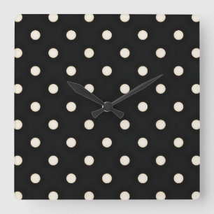 Horloge Carrée Petits Pois blancs antiques sur Black Distressed