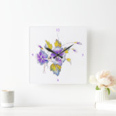 Horloge Carrée Petunias. (Maison)