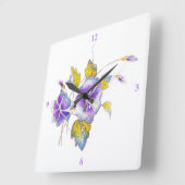 Horloge Carrée Petunias. (Angle)