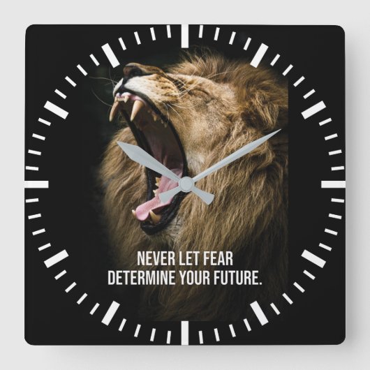 Horloge Carrée Peur - Motivation du lion (Recto)