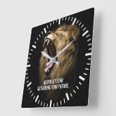 Horloge Carrée Peur - Motivation du lion (Angle)