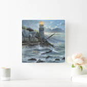 Horloge Carrée phare coloré stupéfiant (Maison)