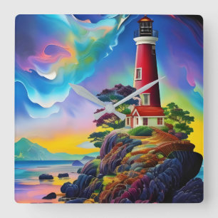 Horloge Carrée Phare Little Red