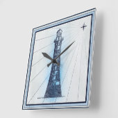 Horloge Carrée Phare Nautique vintage (Angle)