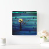 Horloge Carrée Phare Sous La Lune (Maison)