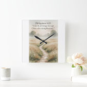 Horloge Carrée Philippians 4:13 Christian Square Wall Clock (Maison)
